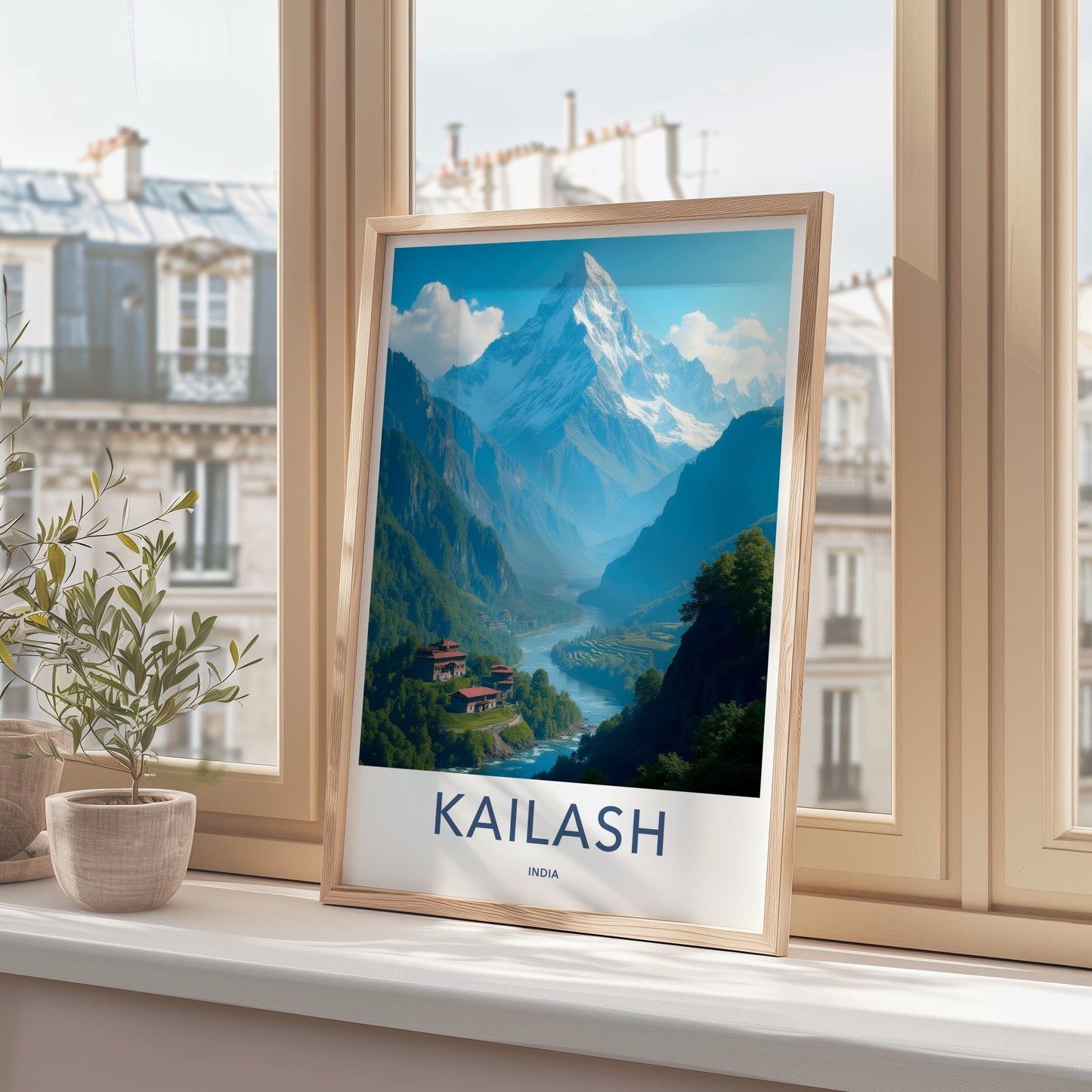 Kailash Poster - India Wall Art - Uttarakhand River Temple Home Decor