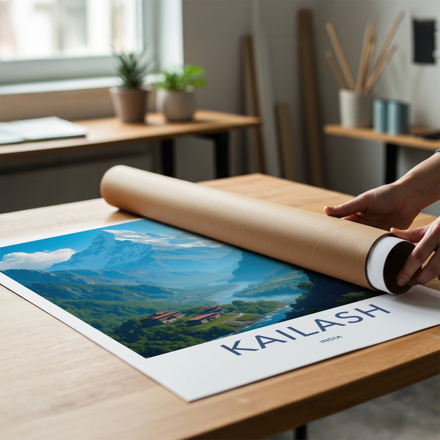 Kailash Poster - India Wall Art - Uttarakhand River Temple Home Decor