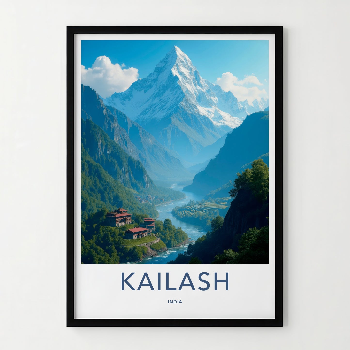 Kailash Poster - India Wall Art - Uttarakhand River Temple Home Decor