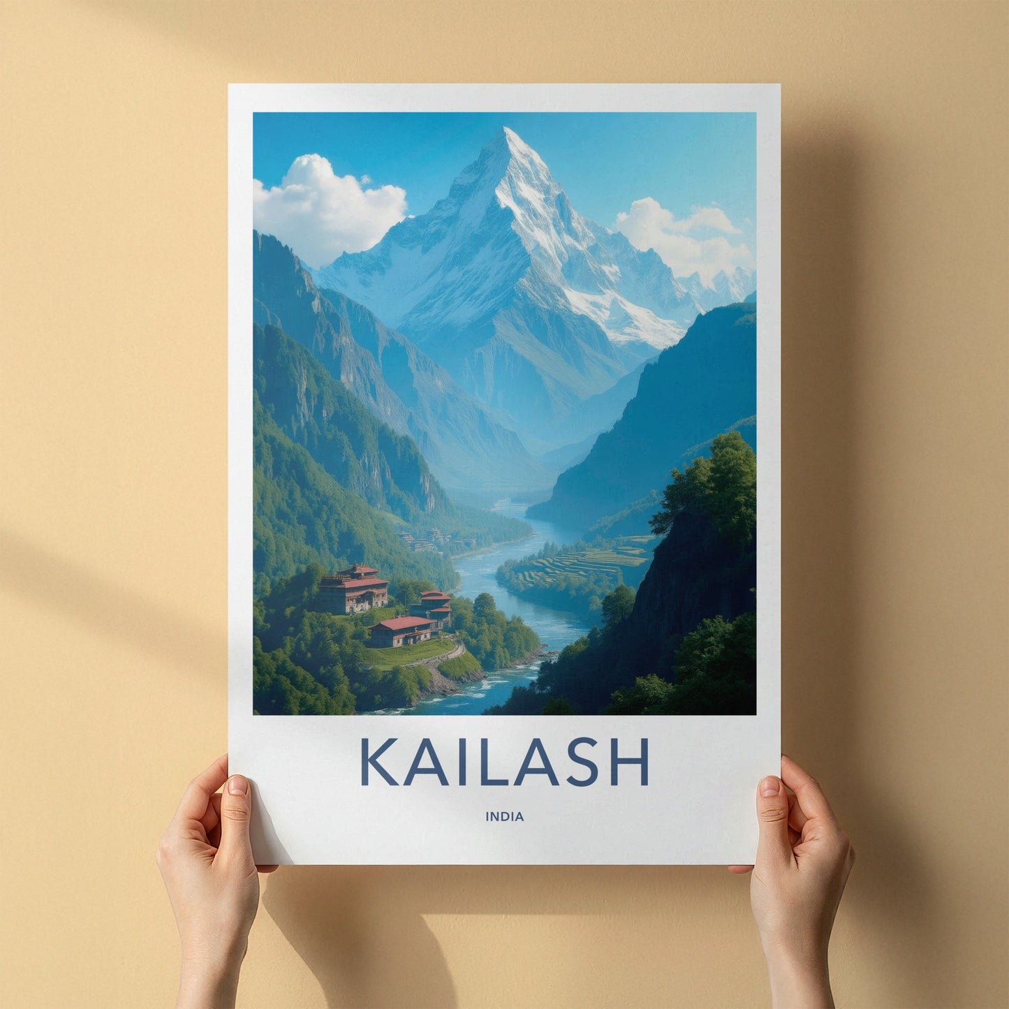 Kailash Poster - India Wall Art - Uttarakhand River Temple Home Decor