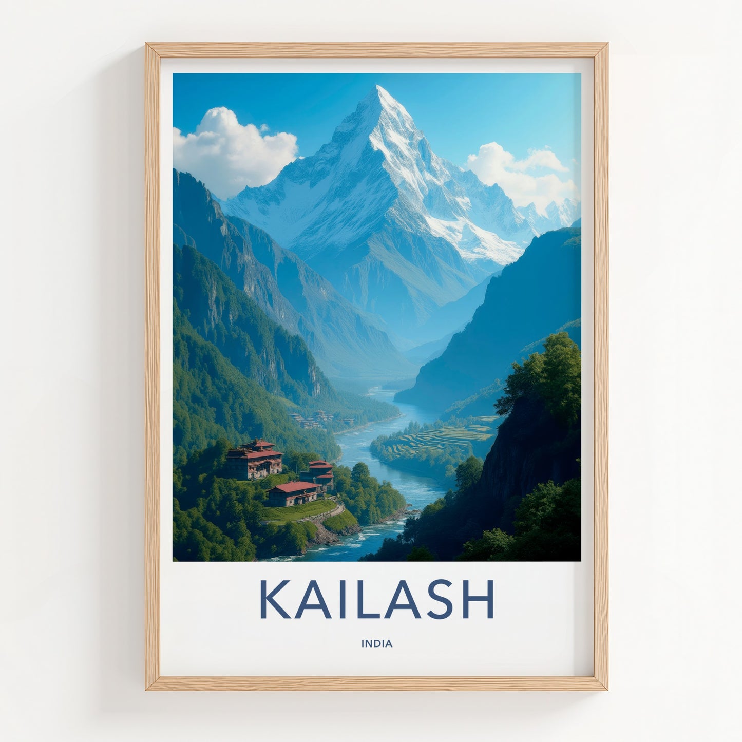 Kailash Poster - India Wall Art - Uttarakhand River Temple Home Decor