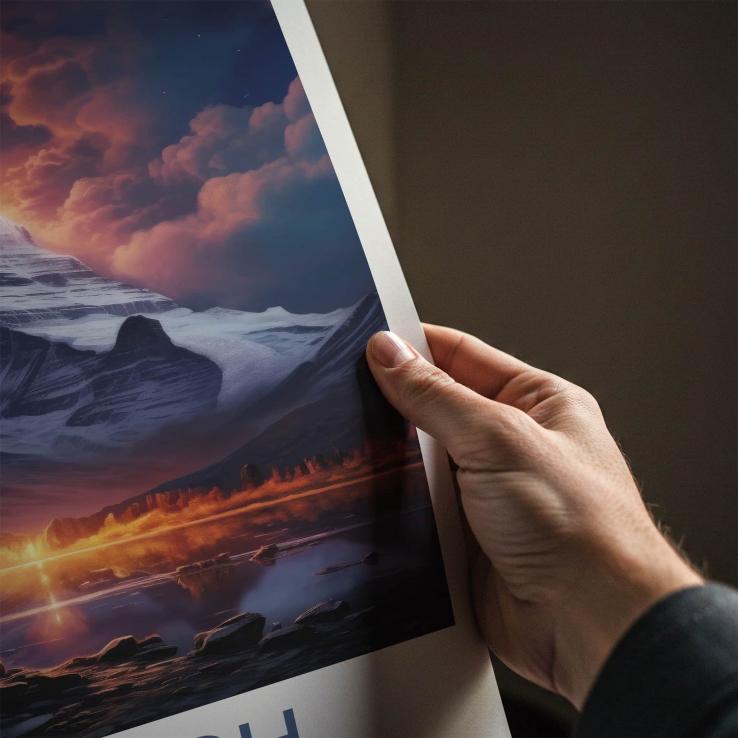 Kailash Poster - Tibet Travel Art - Fiery Mountain Reflection Home Decor