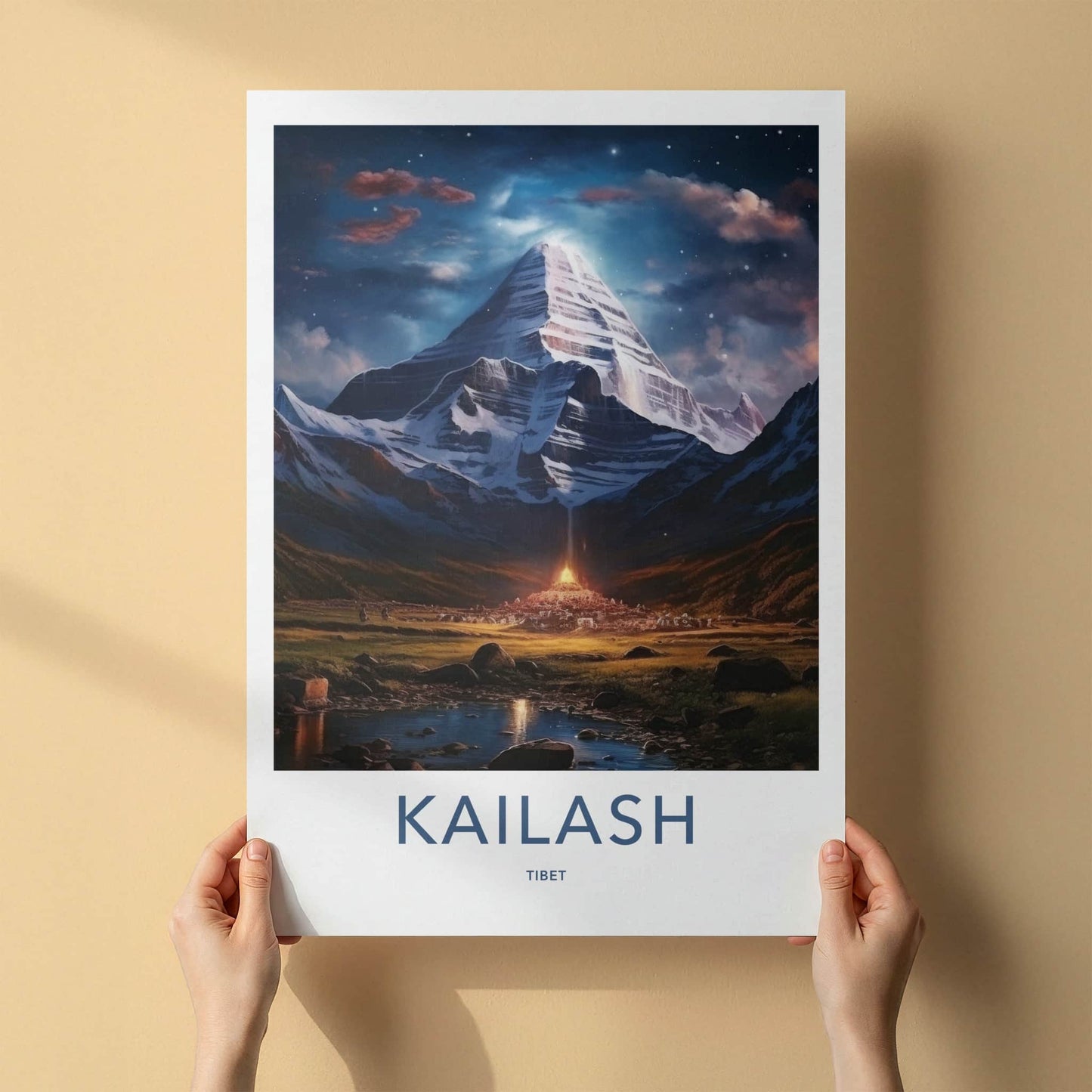 Kailash Poster - Tibet Travel Art - Mystic Mountain Glow Home Decor