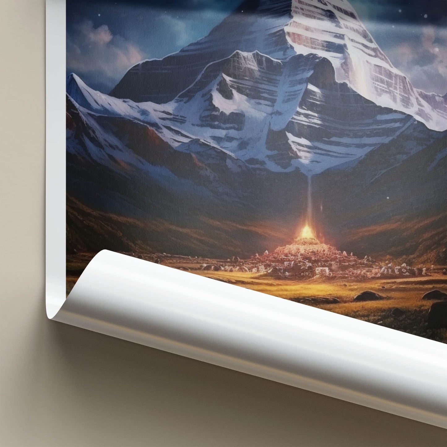 Kailash Poster - Tibet Travel Art - Mystic Mountain Glow Home Decor