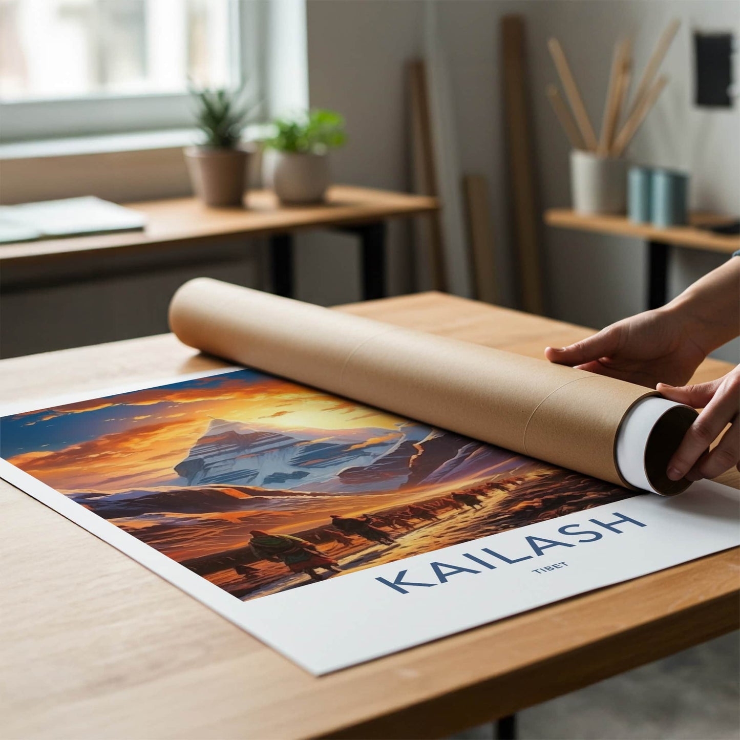 Kailash Poster - Tibet Travel Art - Pilgrims Mountain Sunset Home Decor