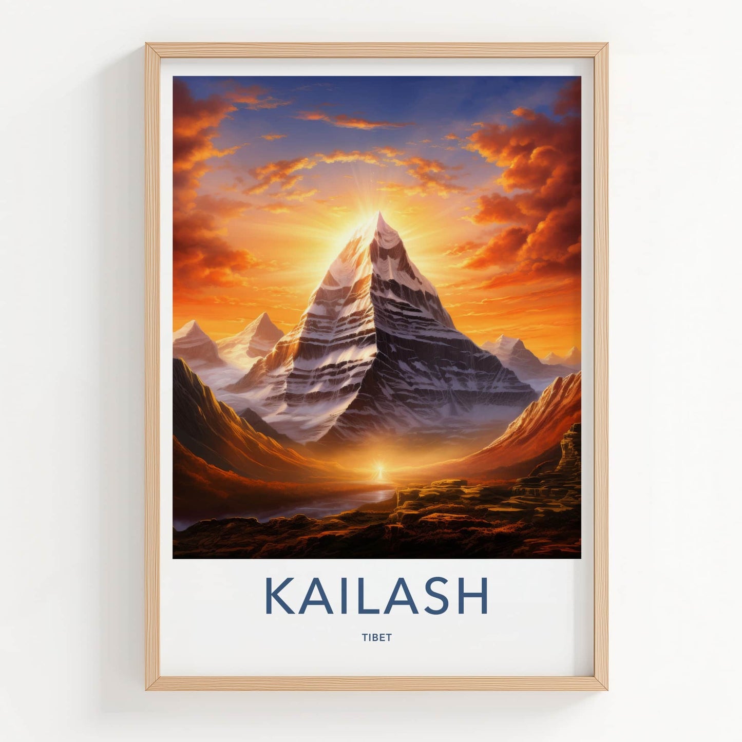 Kailash Poster - Tibet Travel Art - Radiant mountain peak Home Decor