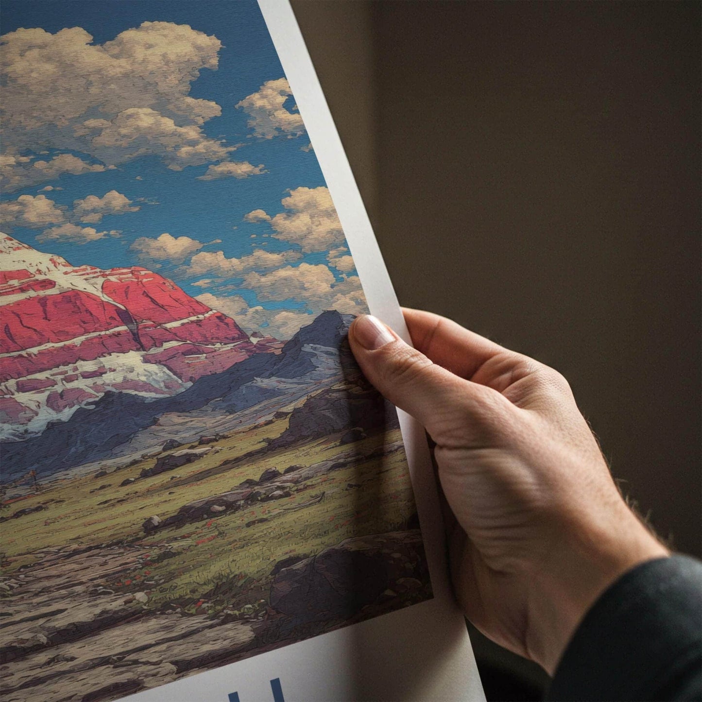 Kailash Poster - Tibet Travel Art - Red Mountain Prayerflags Home Decor