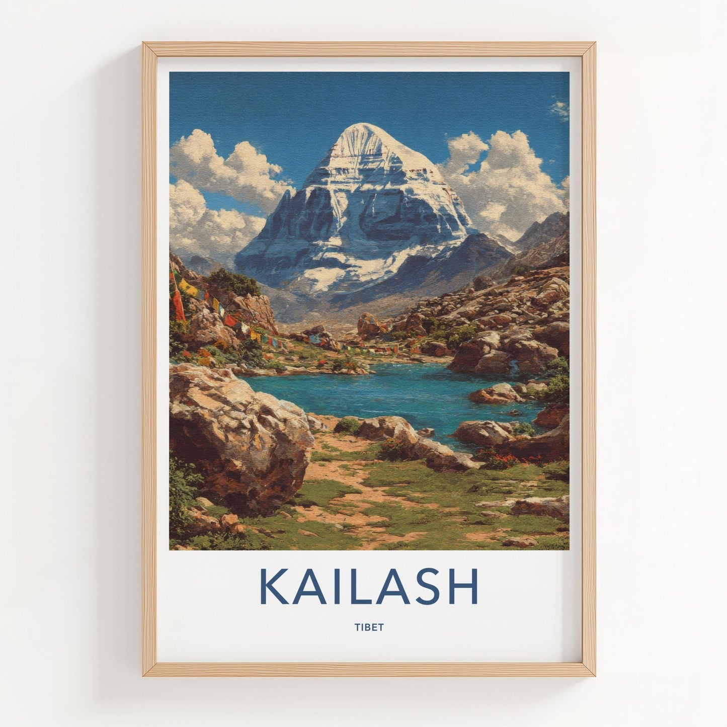 Kailash Poster - Tibet Travel Art - Sacred Peak Prayer Home Decor