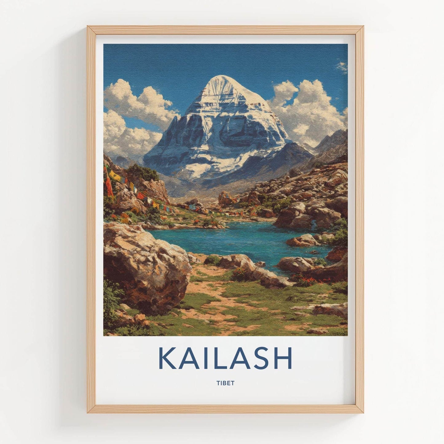Kailash Poster - Tibet Travel Art - Sacred Peak Prayer Home Decor