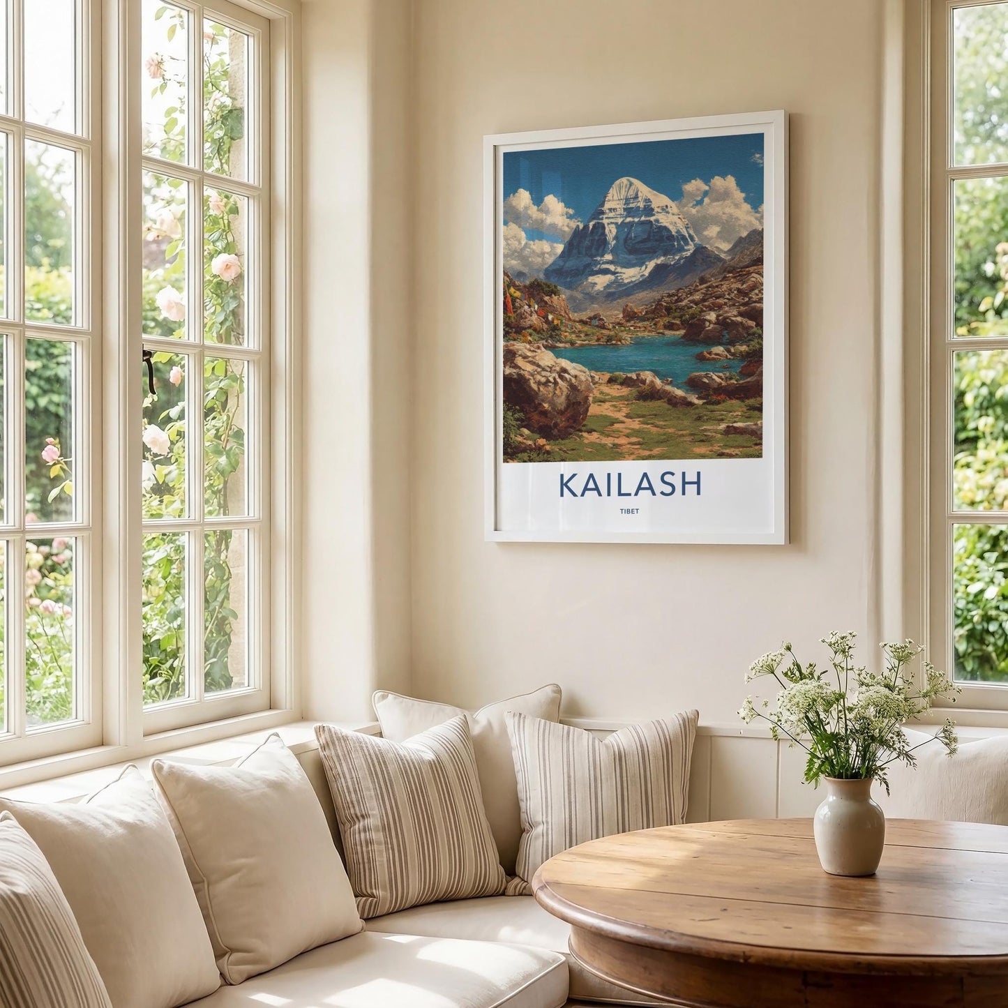 Kailash Poster - Tibet Travel Art - Sacred Peak Prayer Home Decor