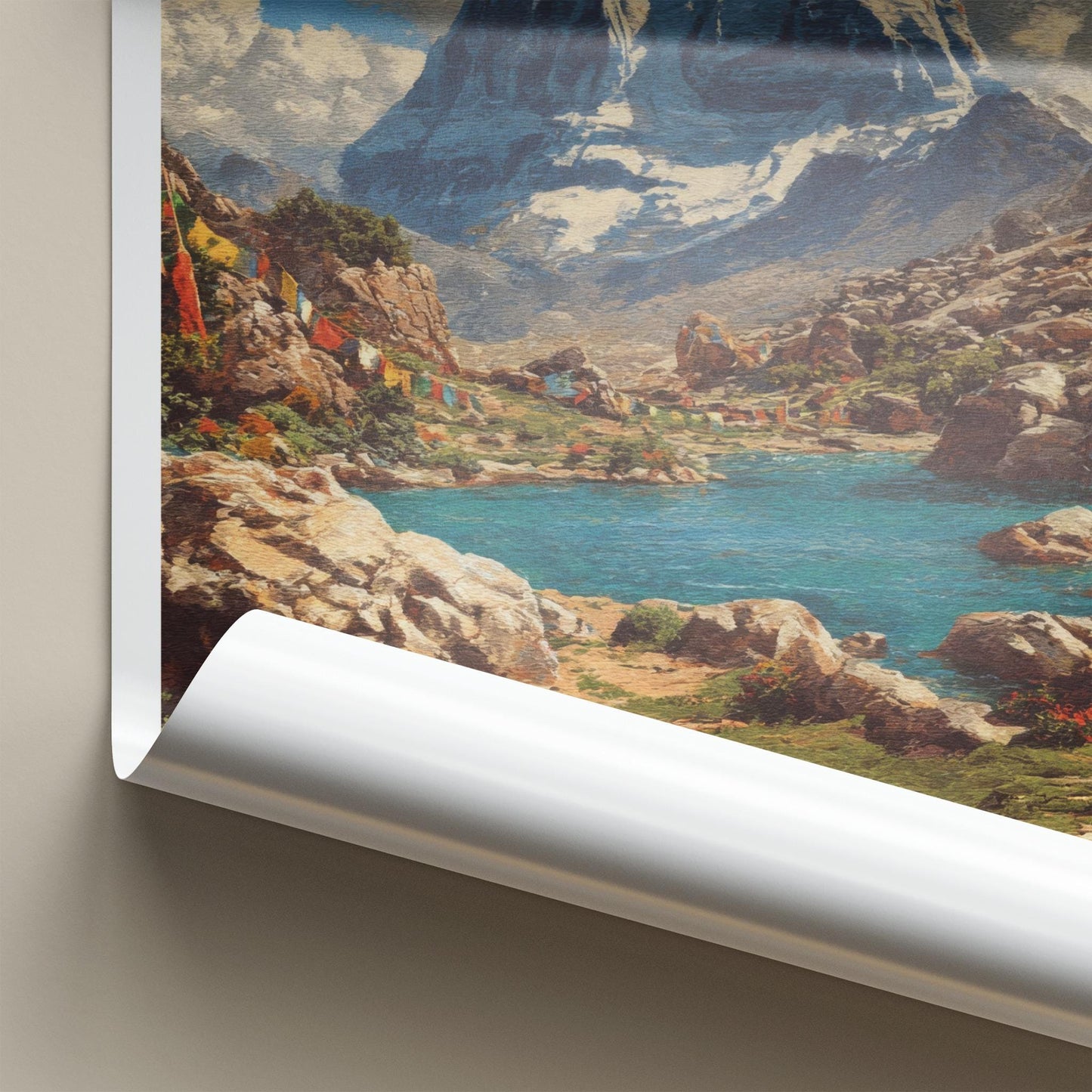 Kailash Poster - Tibet Travel Art - Sacred Peak Prayer Home Decor