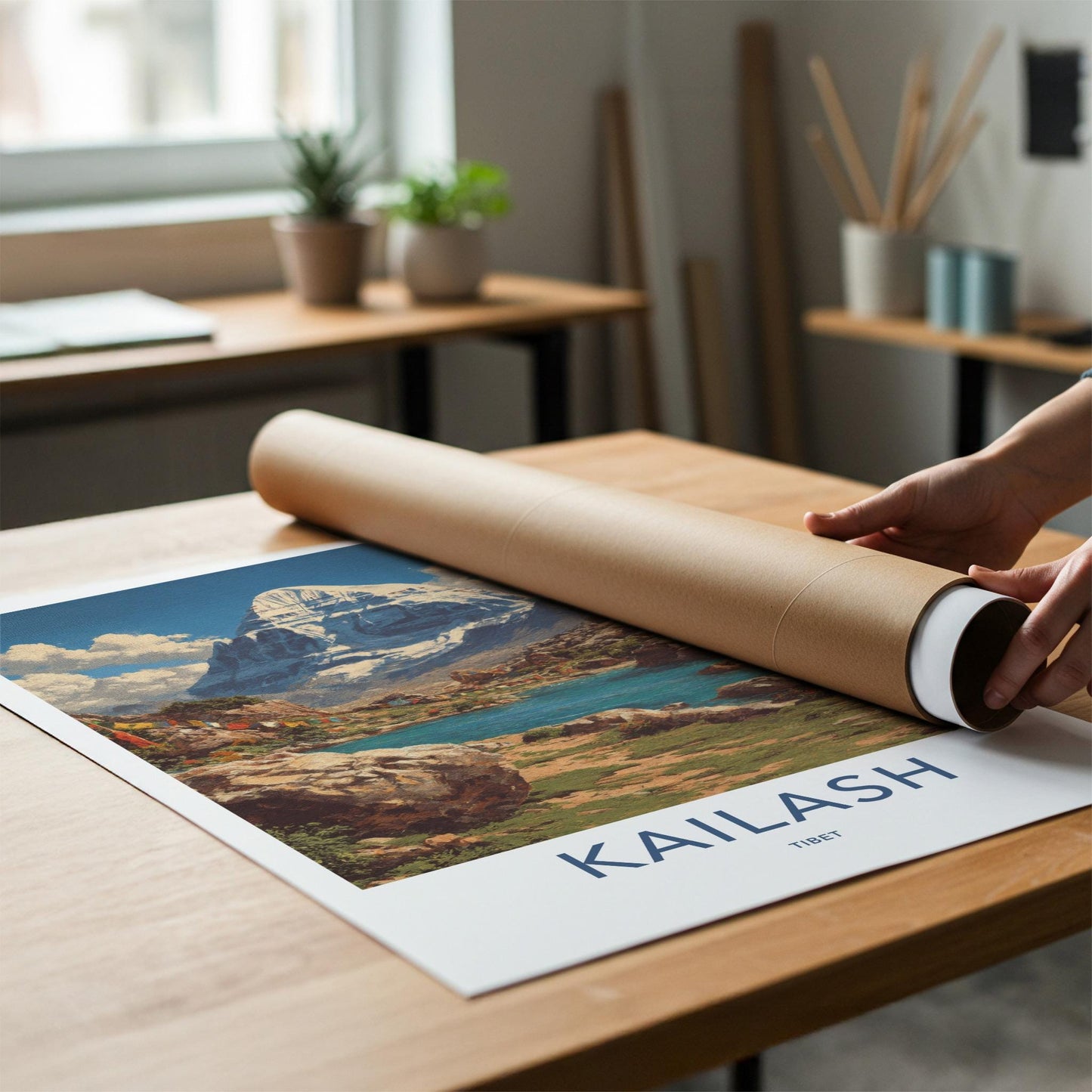 Kailash Poster - Tibet Travel Art - Sacred Peak Prayer Home Decor