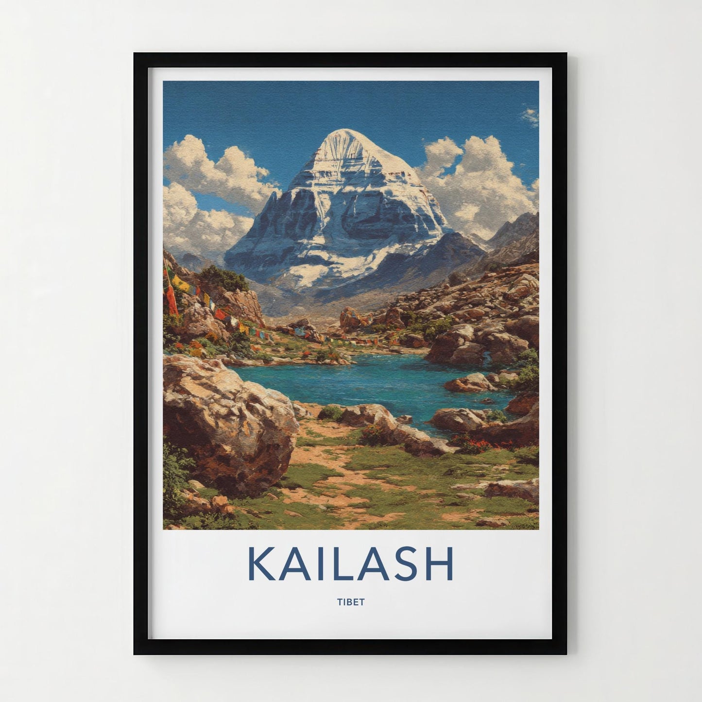 Kailash Poster - Tibet Travel Art - Sacred Peak Prayer Home Decor