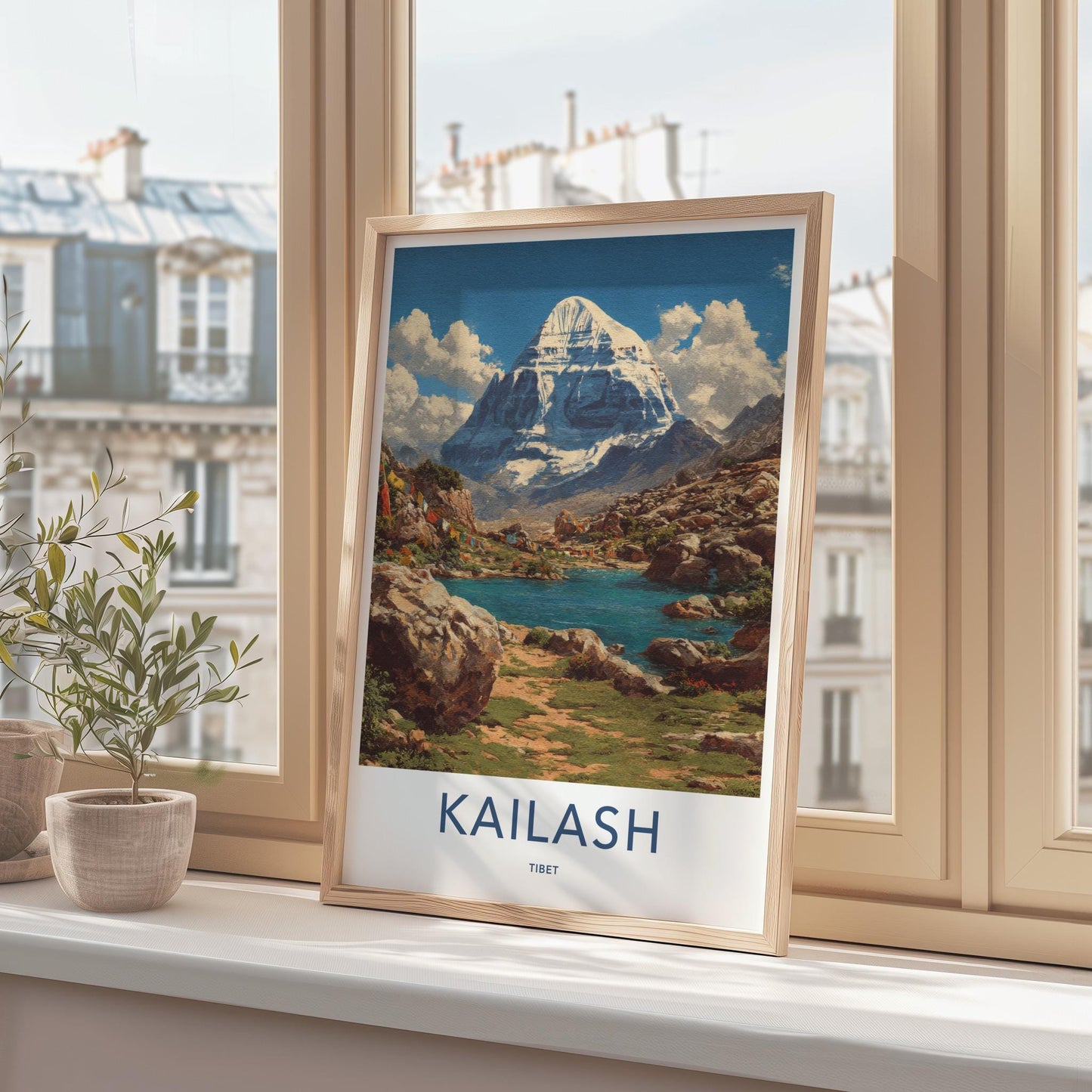 Kailash Poster - Tibet Travel Art - Sacred Peak Prayer Home Decor