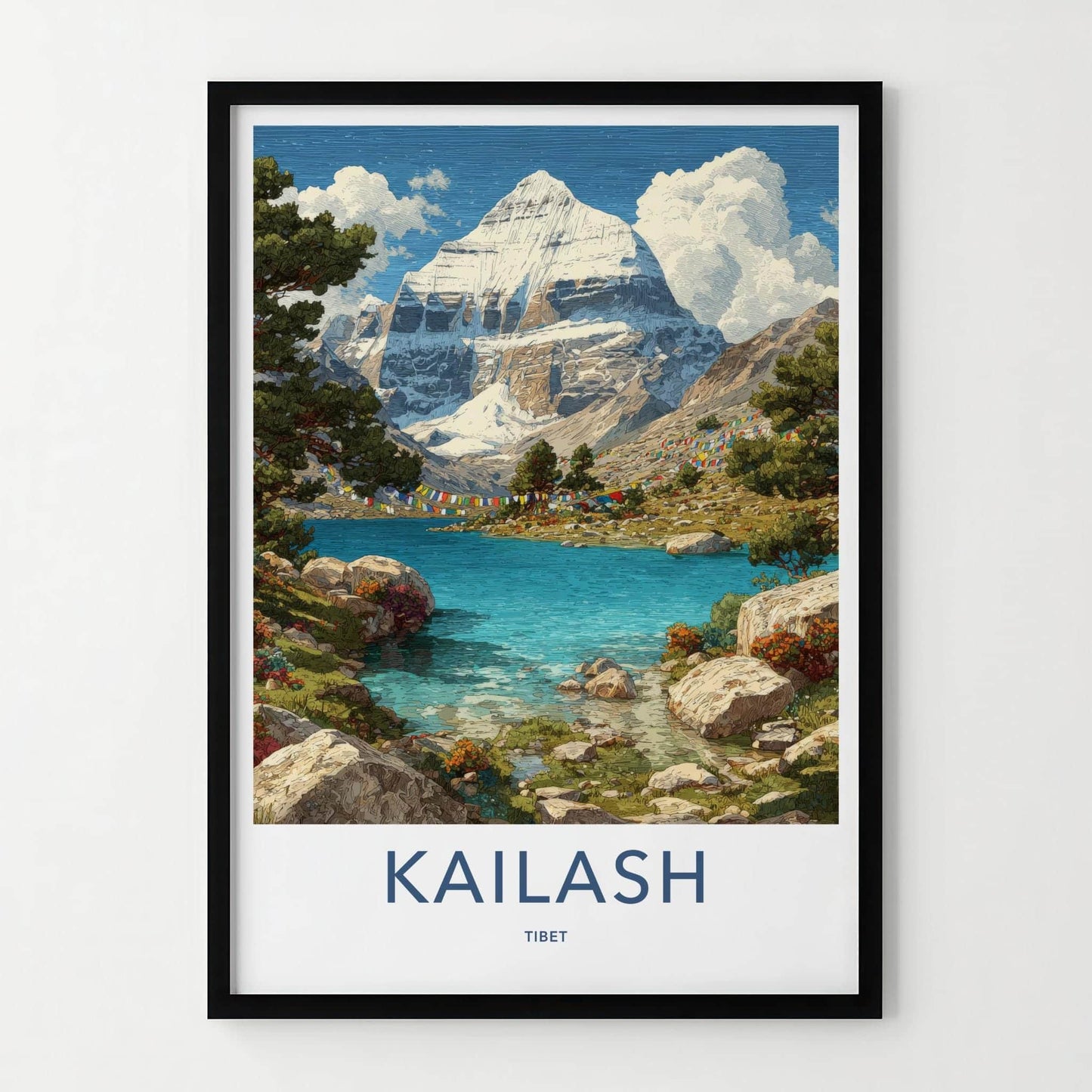 Kailash Poster - Tibet Travel Art - Snow Capped Mountain Home Decor
