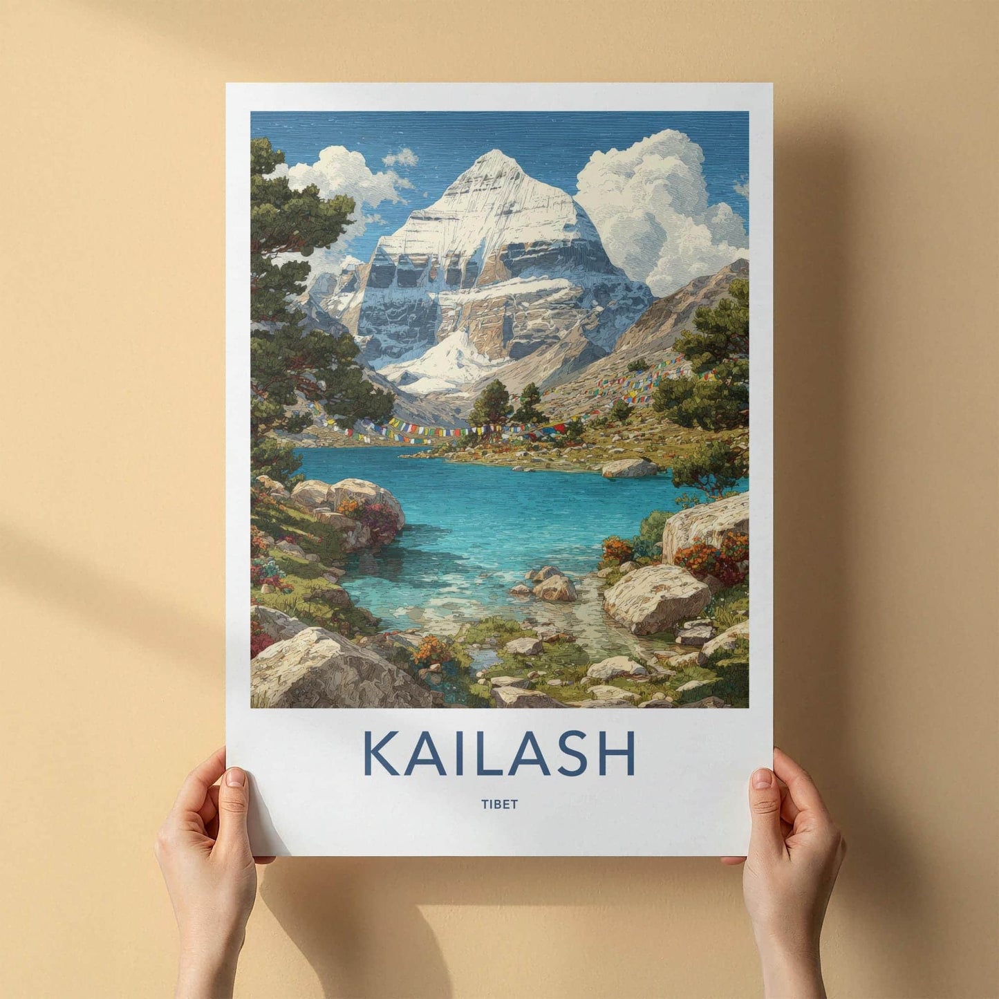 Kailash Poster - Tibet Travel Art - Snow Capped Mountain Home Decor