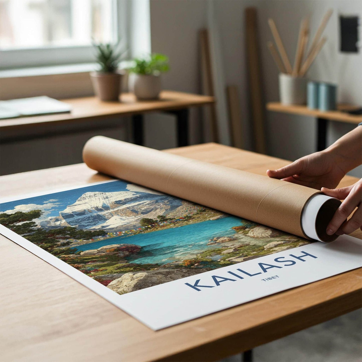 Kailash Poster - Tibet Travel Art - Snow Capped Mountain Home Decor