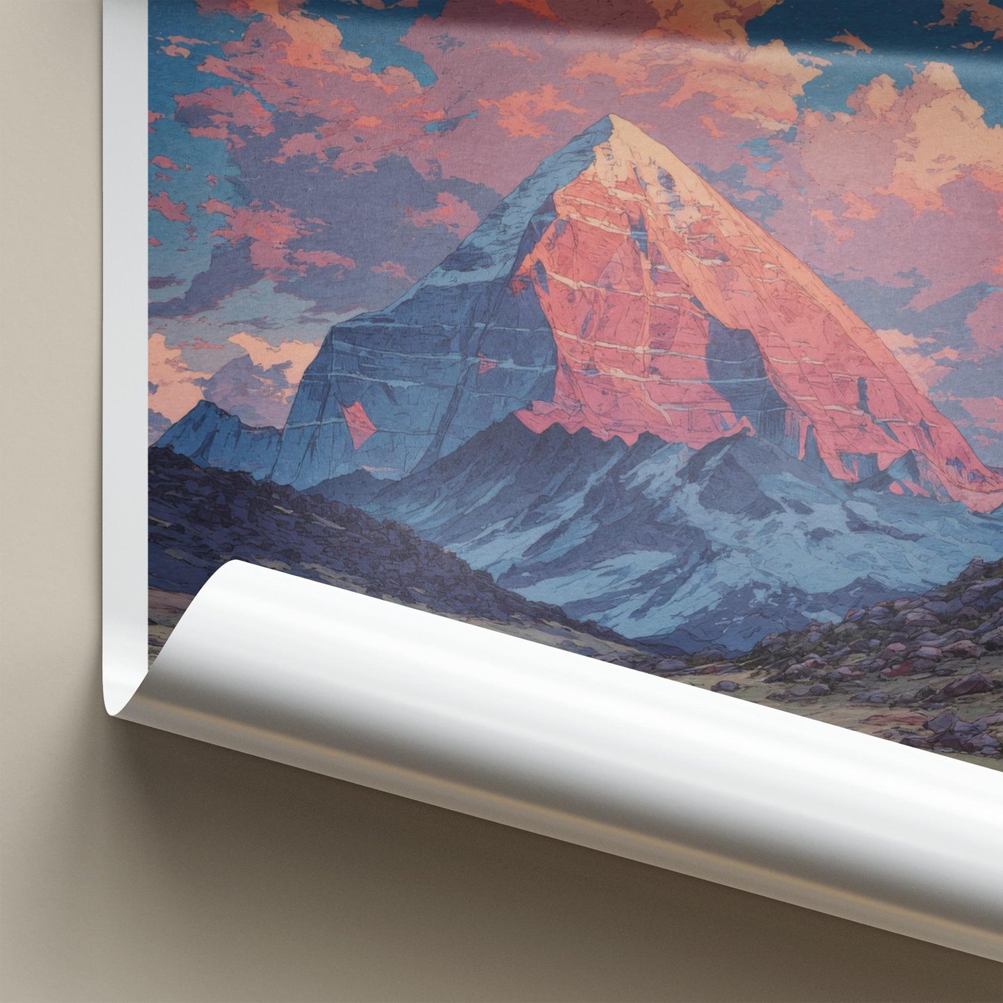 Kailash Poster - Tibet Travel Art - Sunset Mountain Glow Home Decor