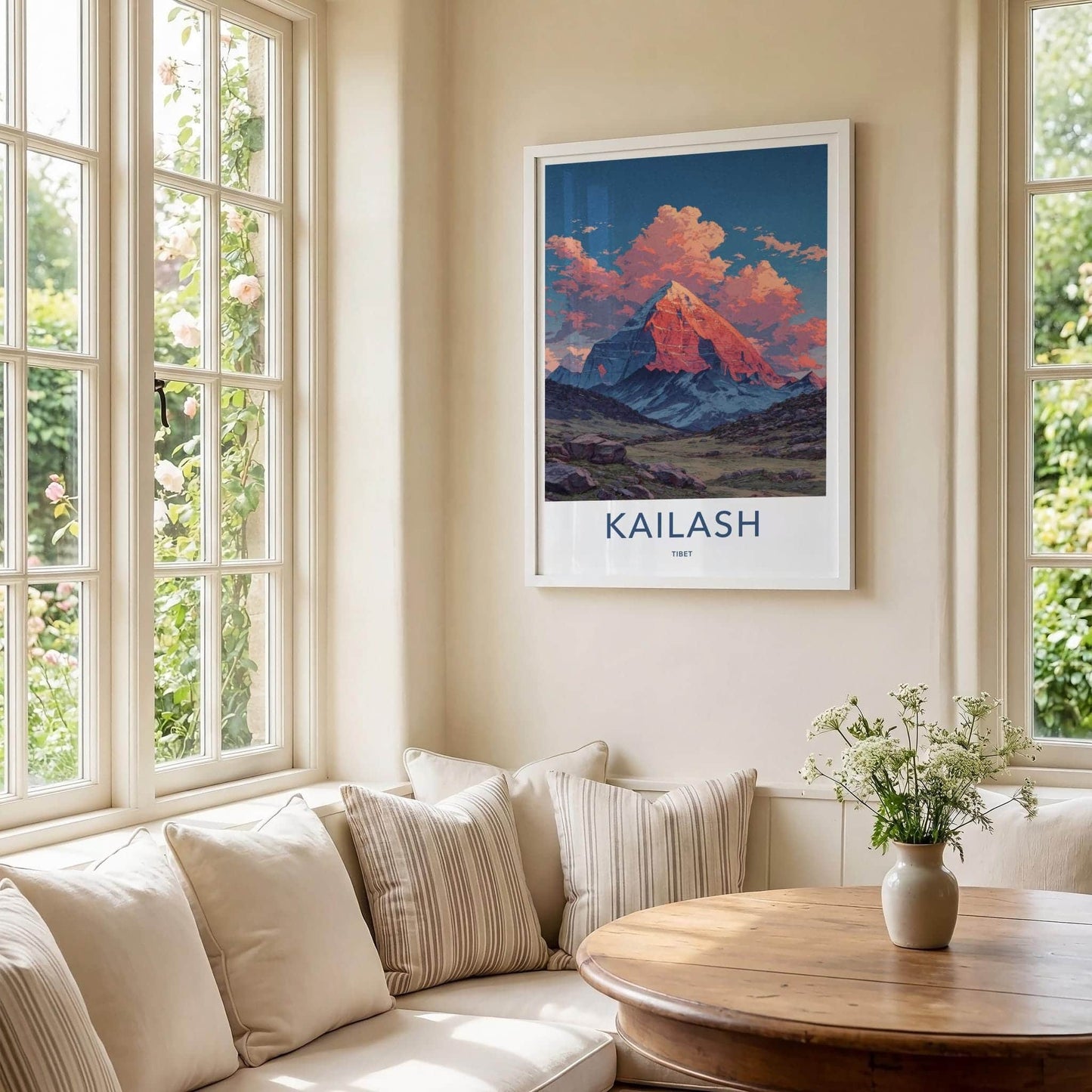 Kailash Poster - Tibet Travel Art - Sunset Mountain Glow Home Decor