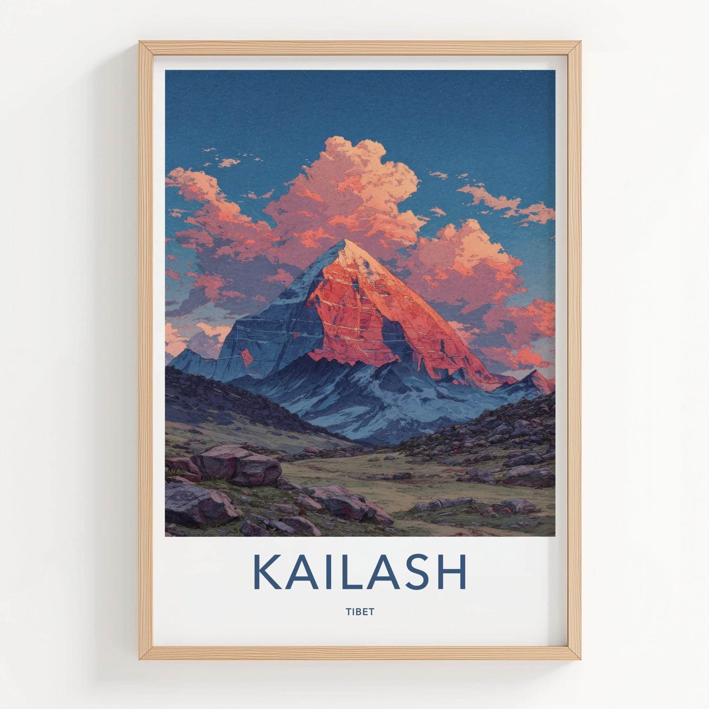 Kailash Poster - Tibet Travel Art - Sunset Mountain Glow Home Decor