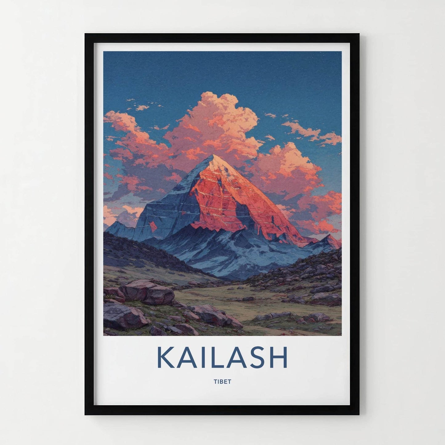 Kailash Poster - Tibet Travel Art - Sunset Mountain Glow Home Decor