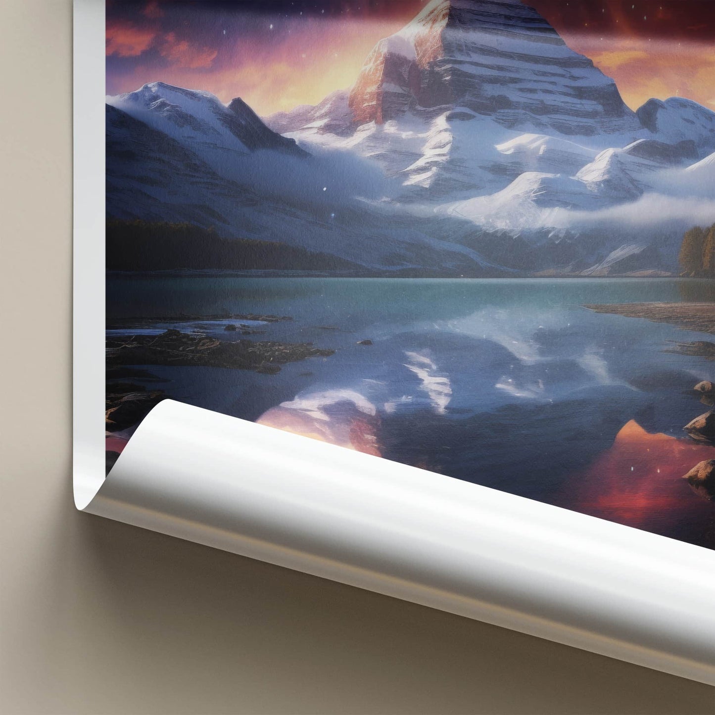 Kailash Poster - Tibet Wall Art - Starry Mountain Lake Home Decor