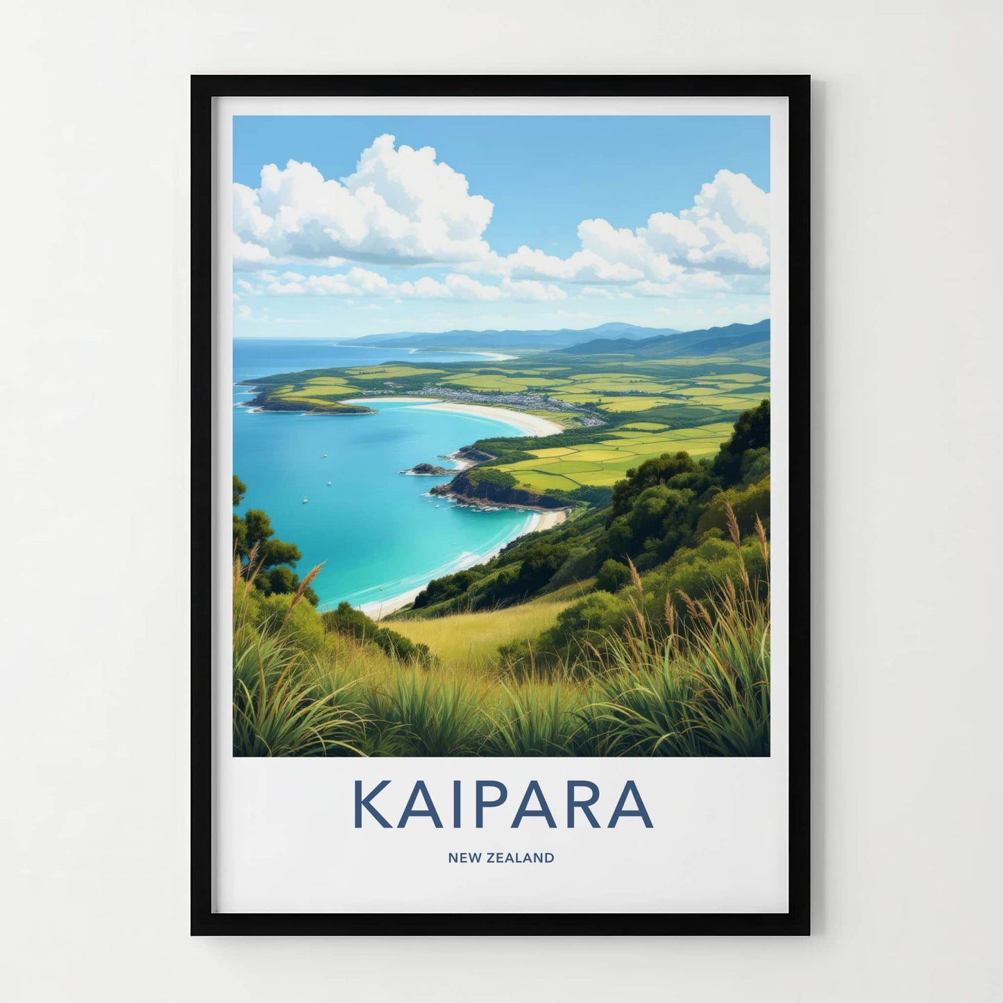 Kaipara Poster - New Zealand Art Print - Turquoise Bay Hills Home Decor