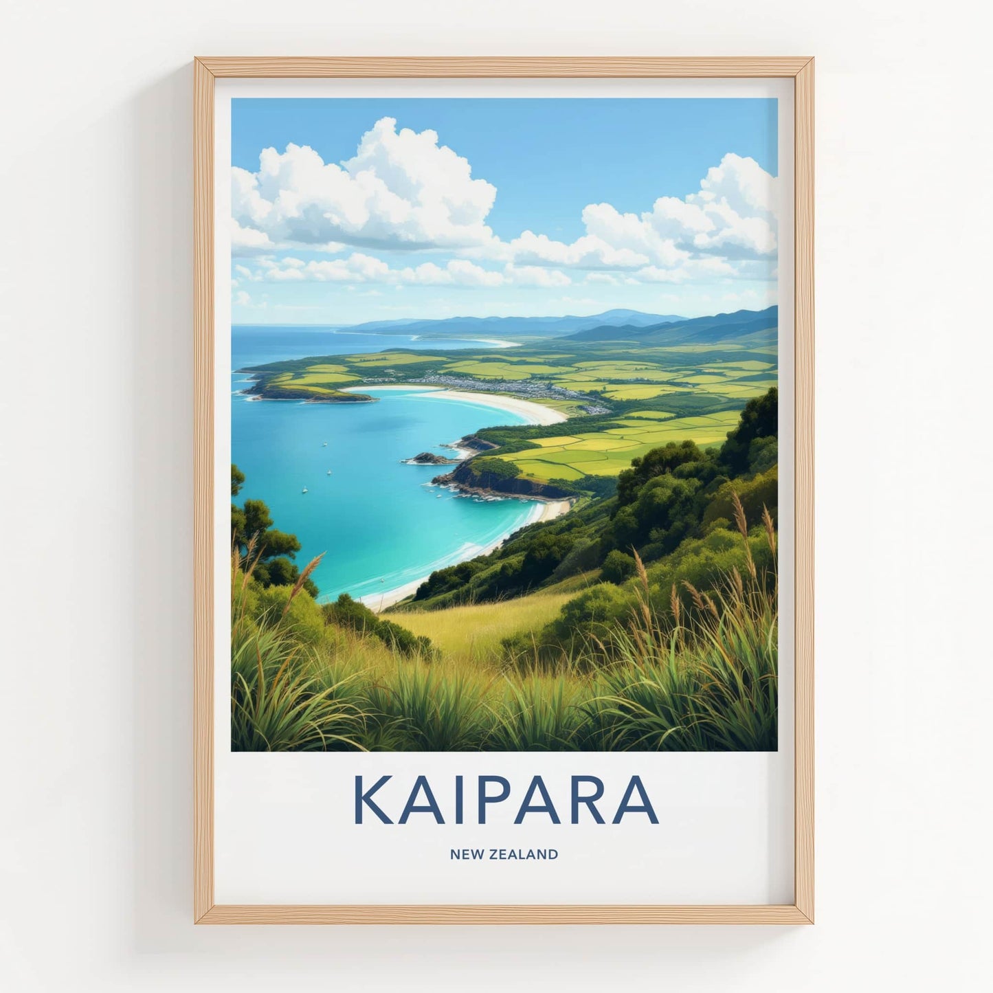 Kaipara Poster - New Zealand Art Print - Turquoise Bay Hills Home Decor