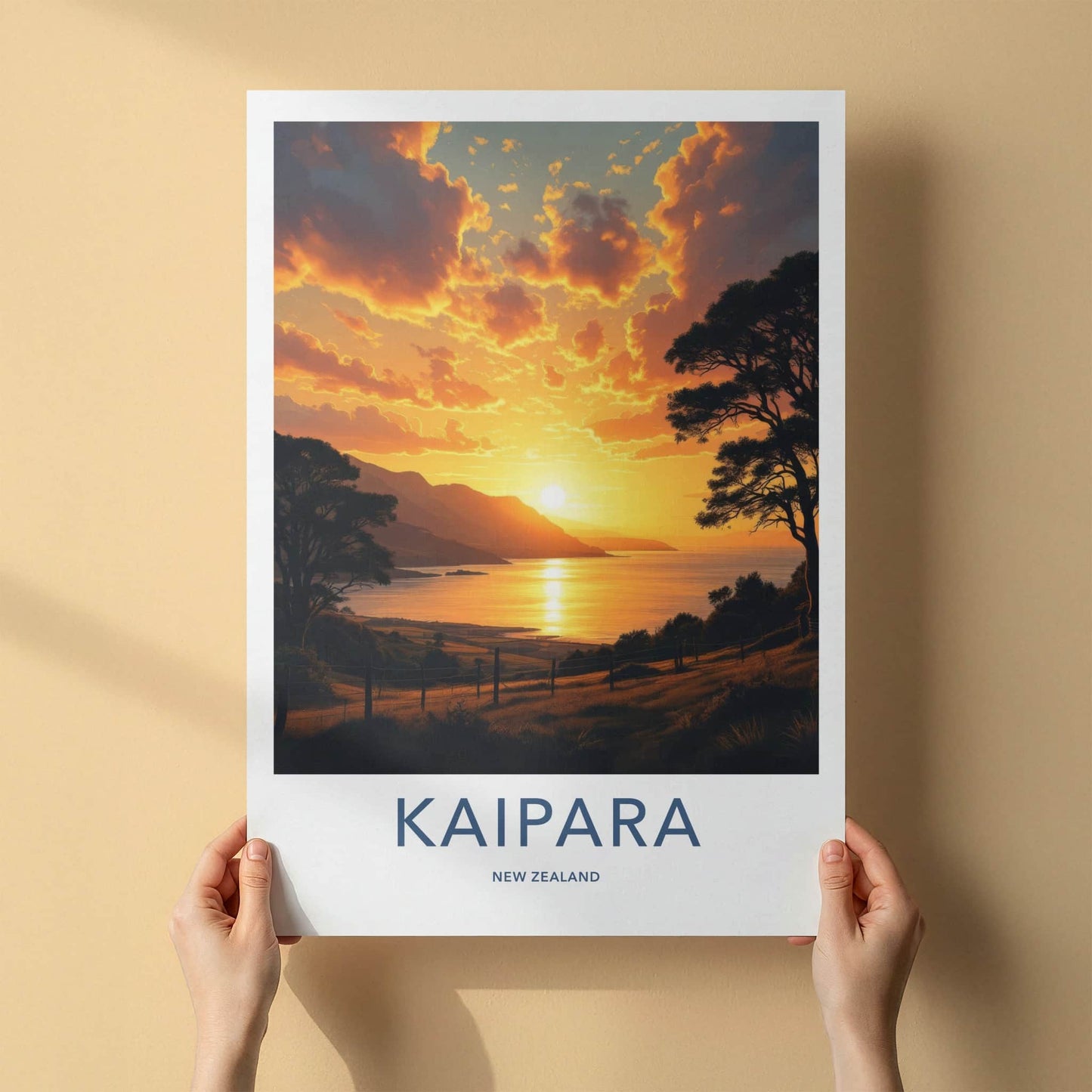 Kaipara Poster - New Zealand Travel Art - Golden Bay Sunset Wall Decor