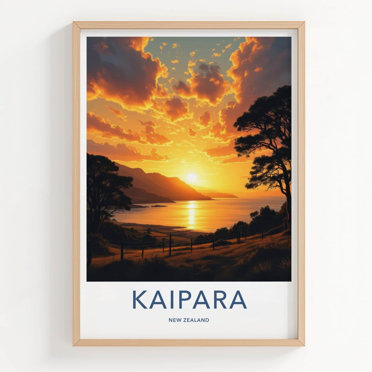 Kaipara Poster - New Zealand Travel Art - Golden Bay Sunset Wall Decor