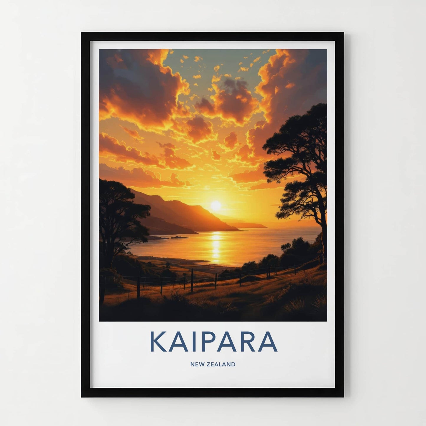 Kaipara Poster - New Zealand Travel Art - Golden Bay Sunset Wall Decor