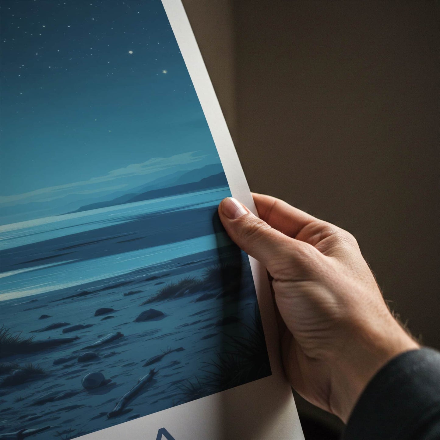 Kaipara Poster - New Zealand Travel Art - Moonlit Night Beach Wall Decor