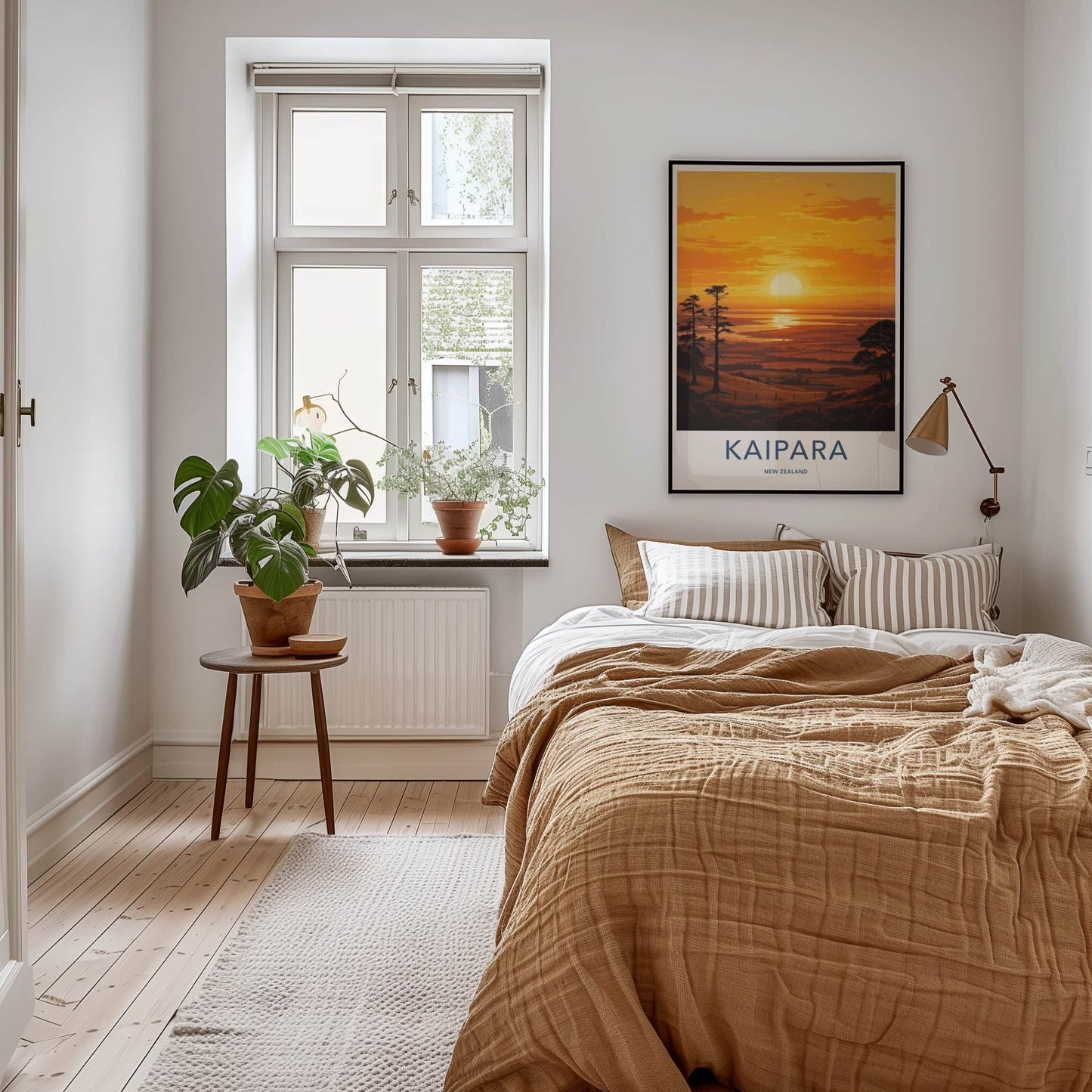 Kaipara Poster - New Zealand Travel Print - Fiery Sunset Estuary Home Decor