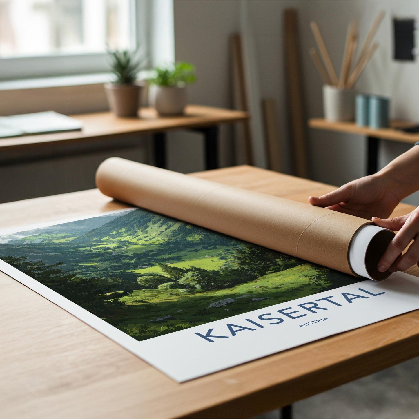 Kaisertal Poster - Austria Travel Art - Green Valley Houses Home Decor
