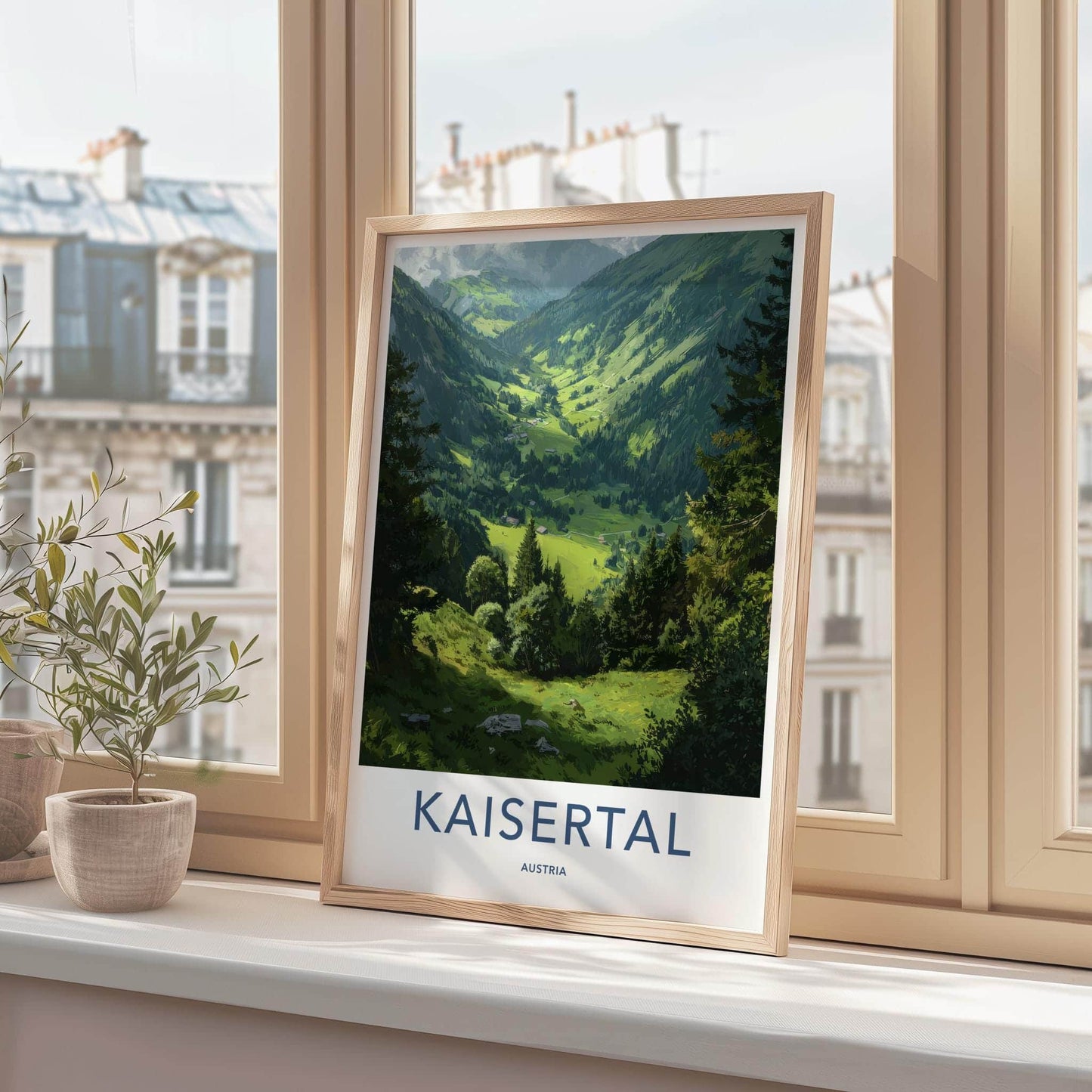Kaisertal Poster - Austria Travel Art - Green Valley Houses Home Decor