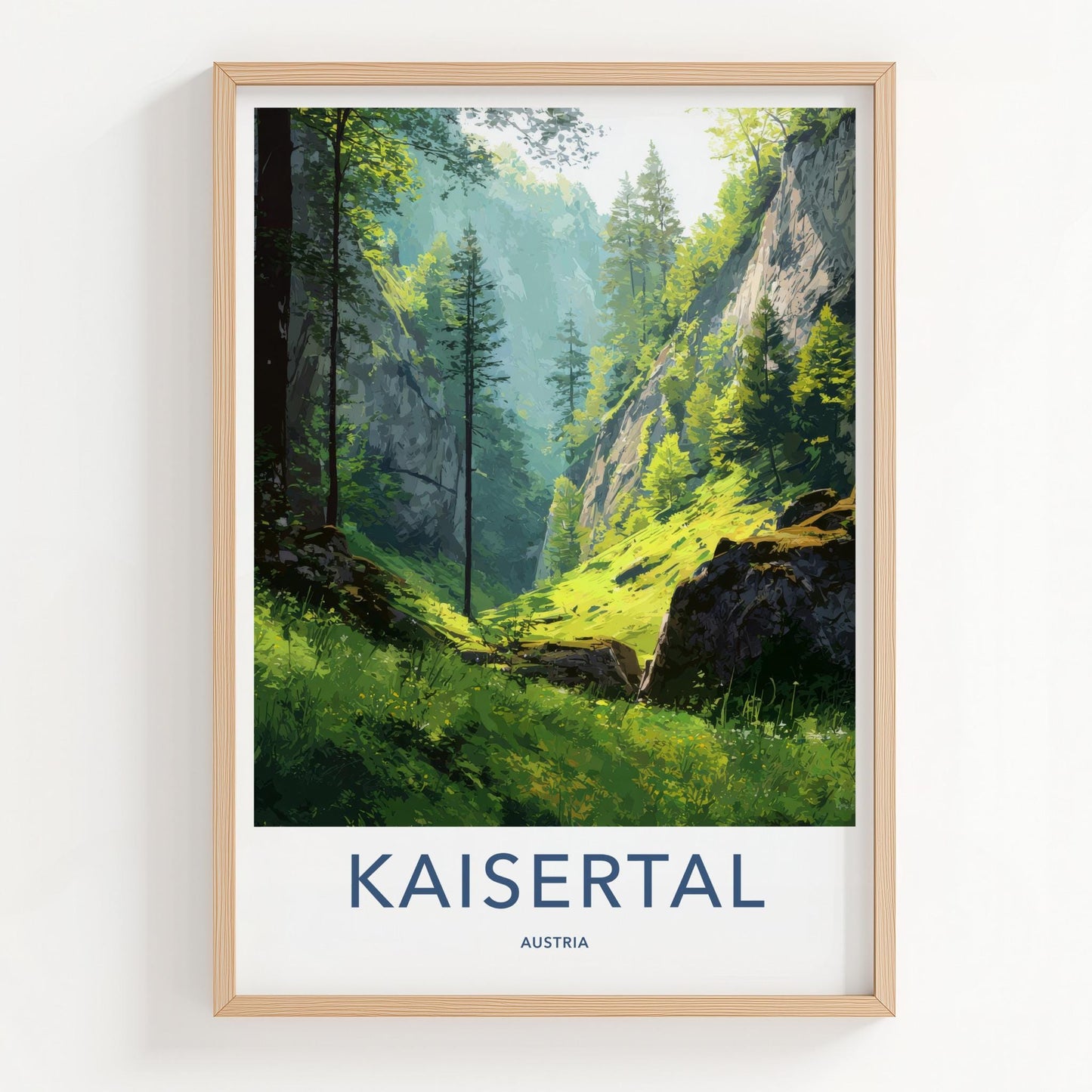 Kaisertal Poster - Austria Travel Art - Lush Forest Sunlight Home Decor