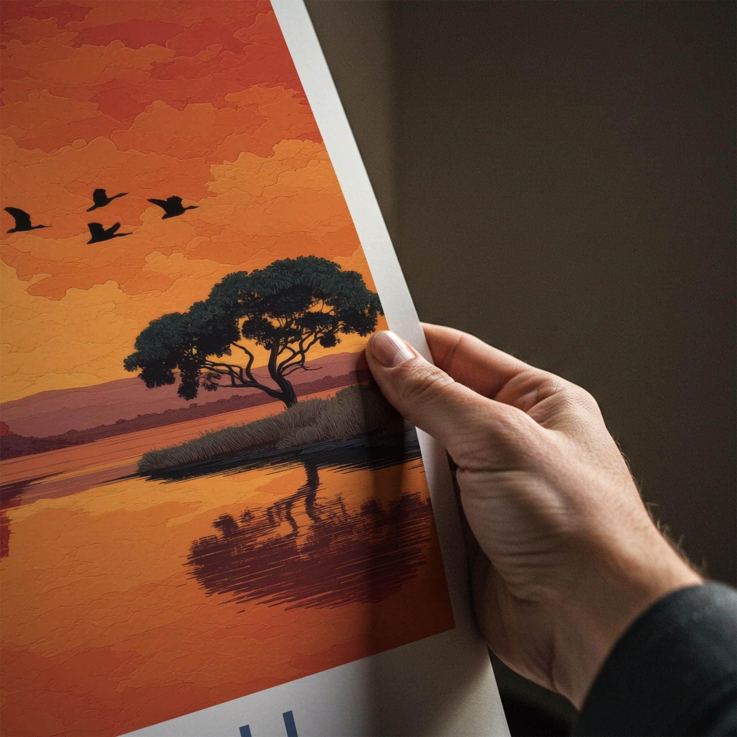 Kakadu National Park Poster - Australia Travel Art - Orange Sunset Birds Home Decor