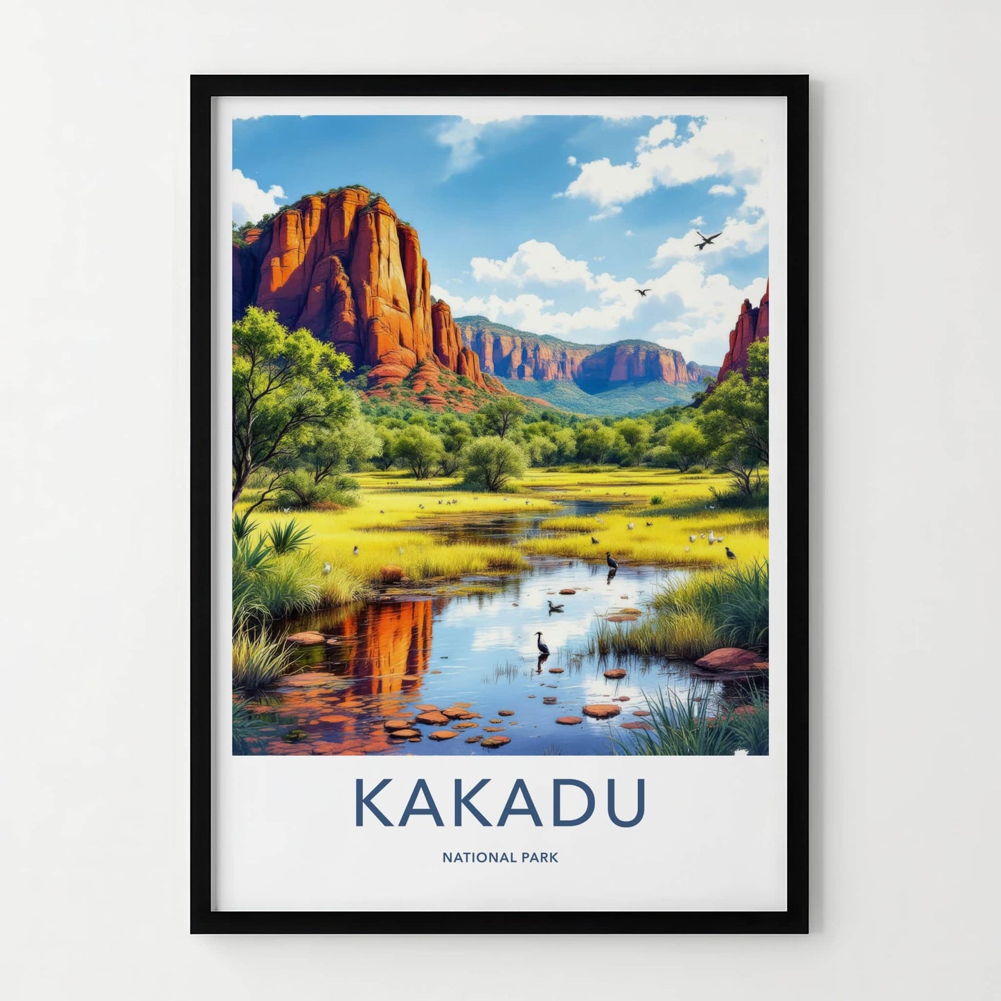 Kakadu National Park Poster - Australia Travel Art - Red Cliffs Wetlands Home Decor