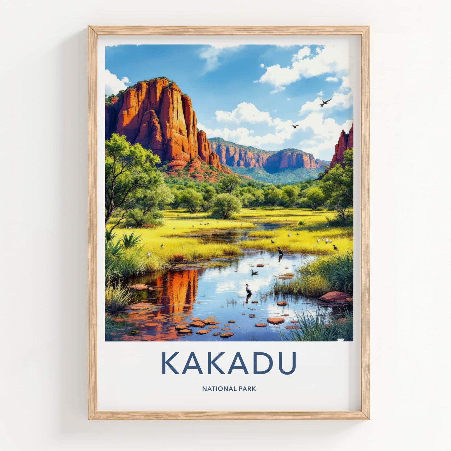 Kakadu National Park Poster - Australia Travel Art - Red Cliffs Wetlands Home Decor