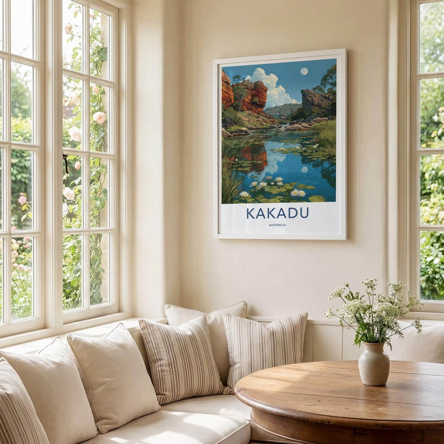 Kakadu Poster - Australia Travel Art - Moonlit Rocky Pool Wall Decor