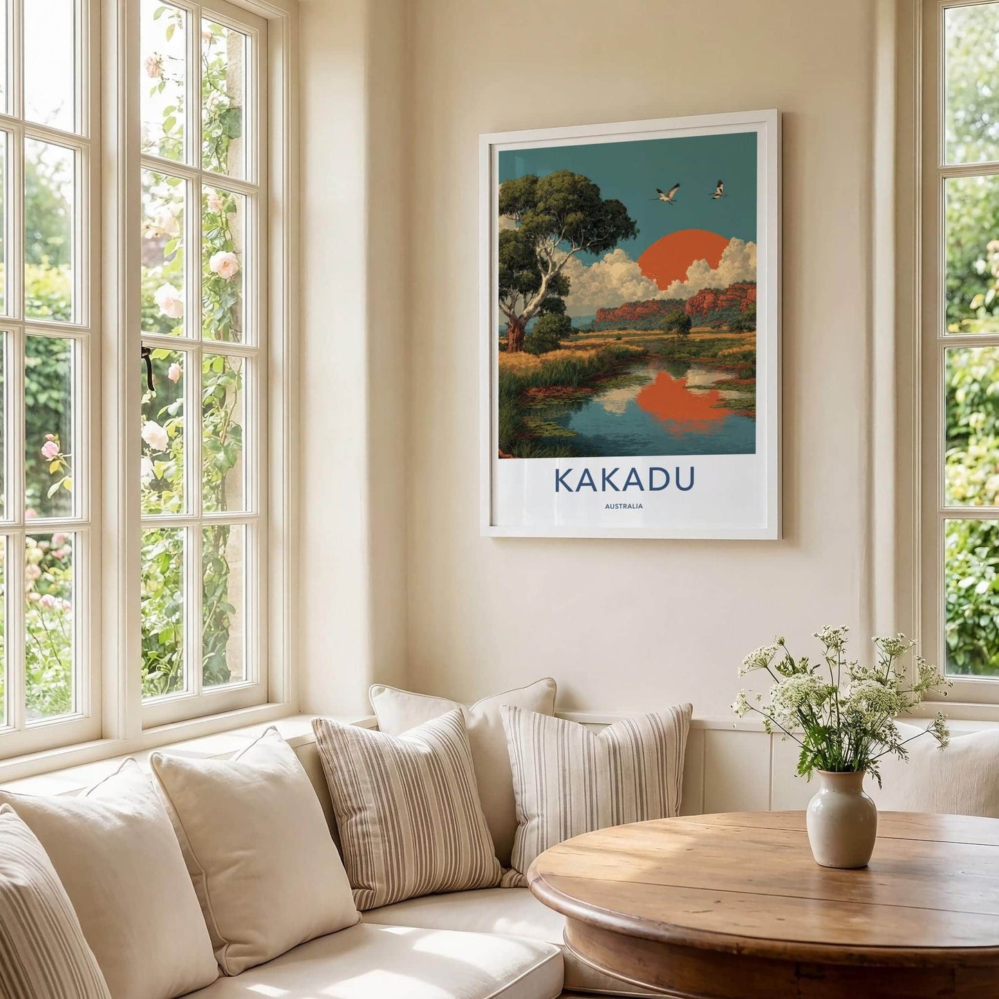 Kakadu Poster - Australia Travel Art - Wetland Sunset Birds Home Decor