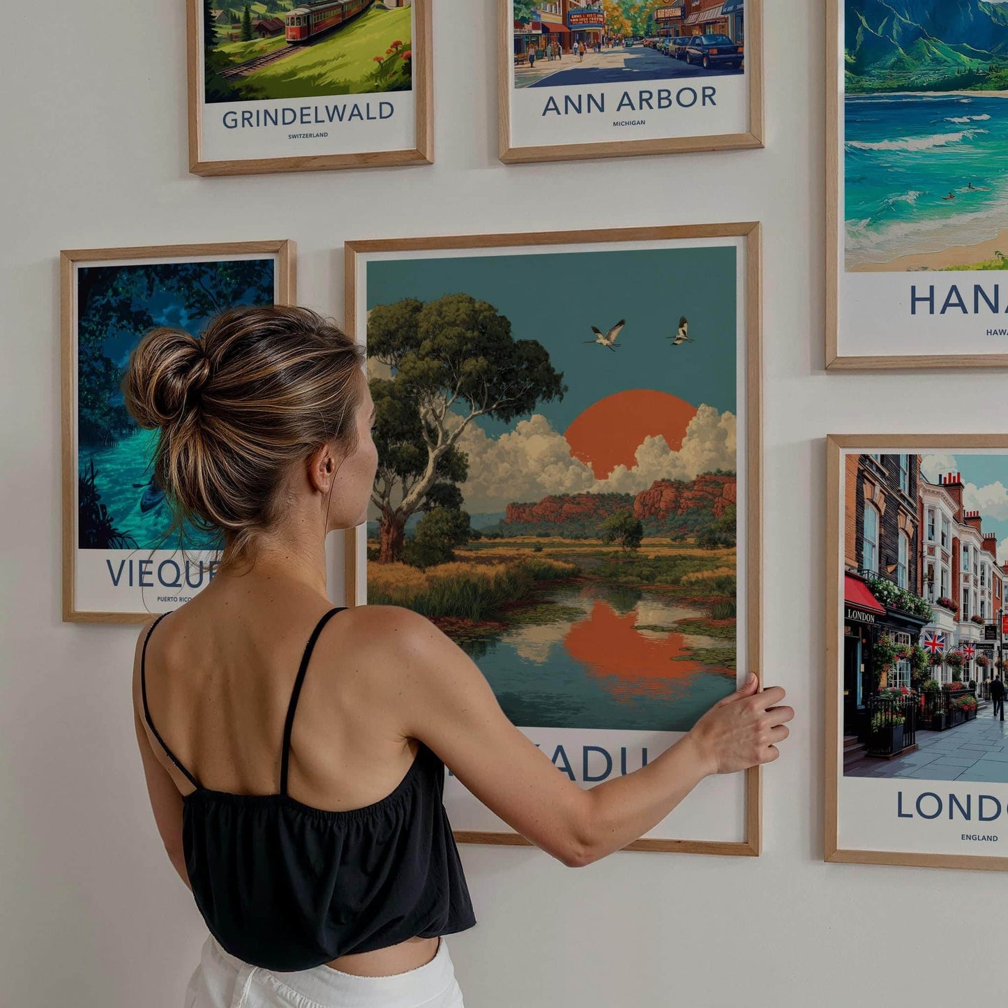 Kakadu Poster - Australia Travel Art - Wetland Sunset Birds Home Decor