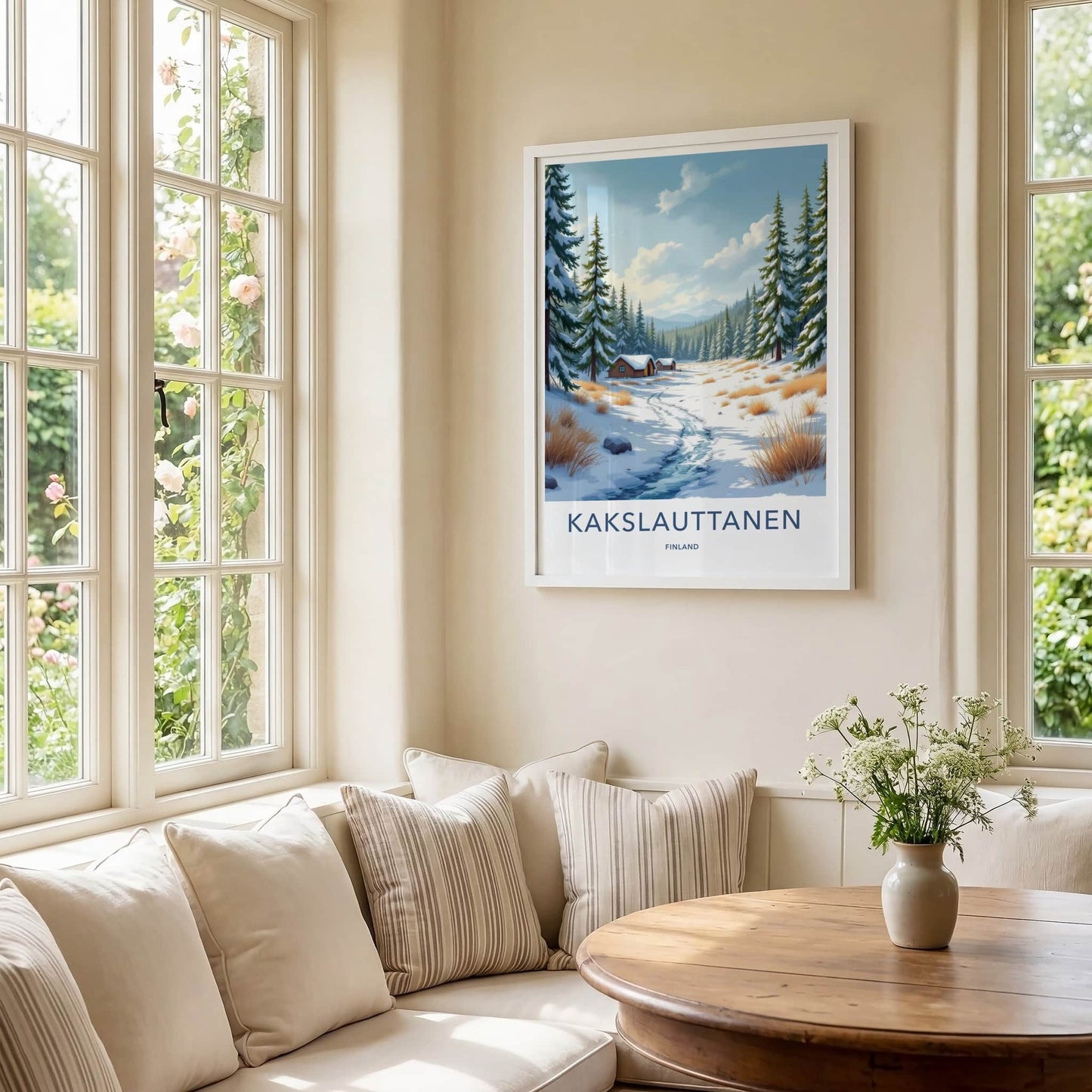 Kakslauttanen Poster - Finland Travel Art - Snowy Forest Cabins Wall Decor