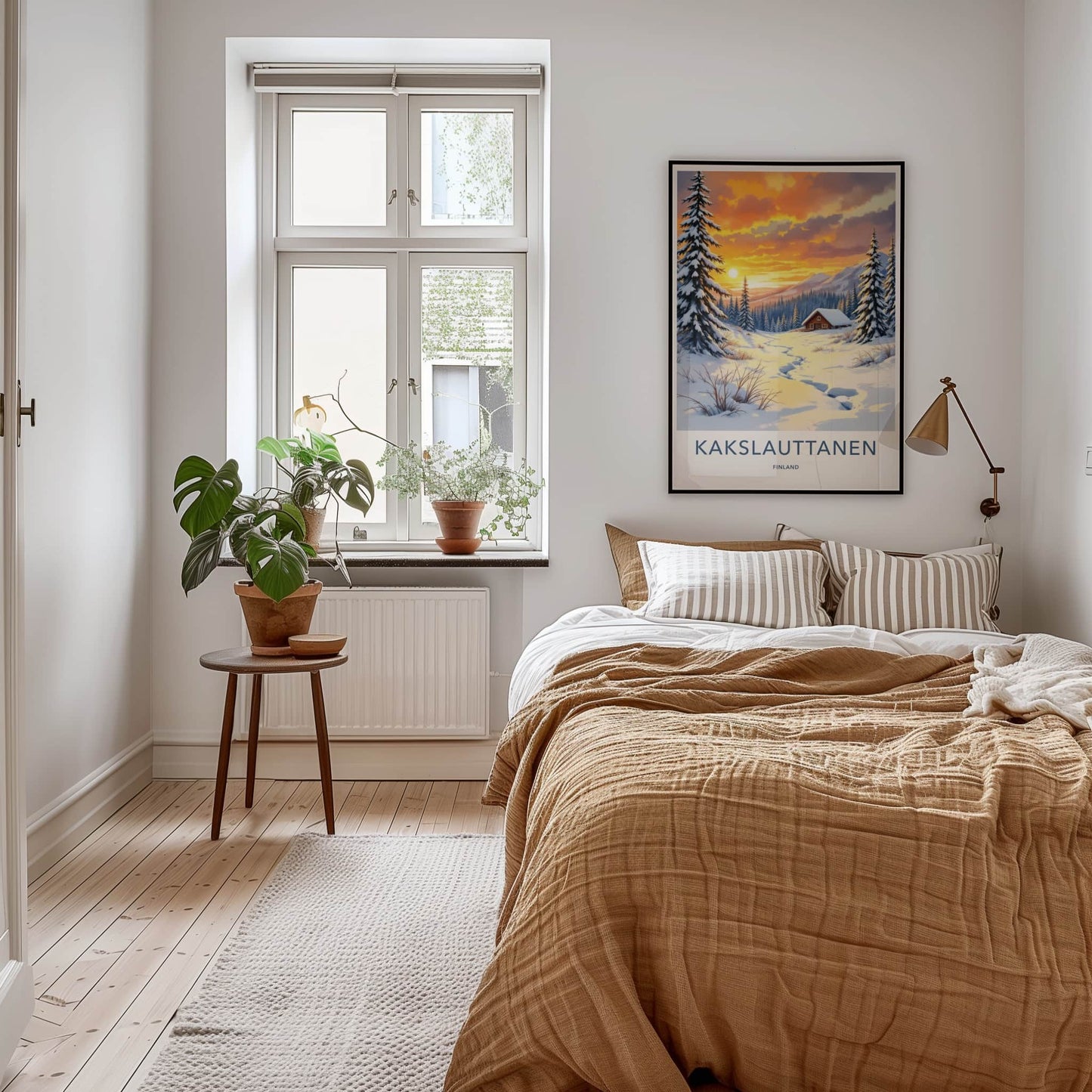 Kakslauttanen Poster - Finland Travel Art - Winter Sunset Cabin Home Decor