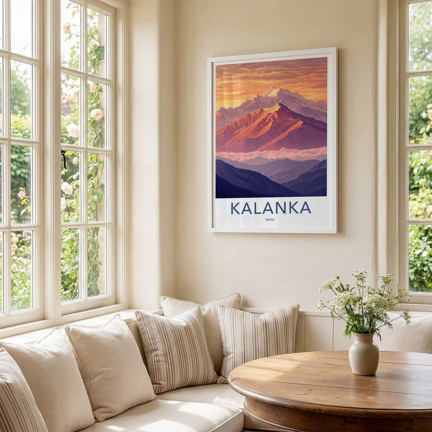 Kalanka Poster - India Travel Art - Uttarakhand Himalayan Sunrise Peaks Home Decor