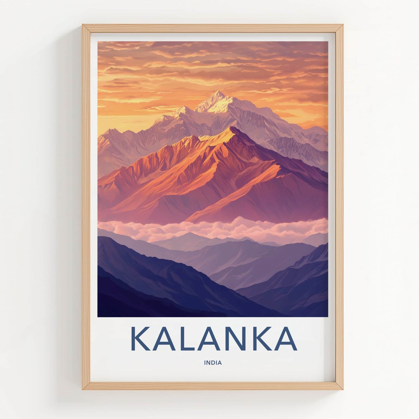 Kalanka Poster - India Travel Art - Uttarakhand Himalayan Sunrise Peaks Home Decor