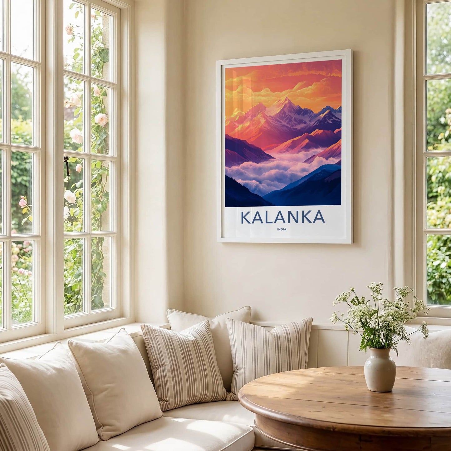 Kalanka Poster - India Wall Art - Uttarakhand Vibrant Mountain Sunset Gift