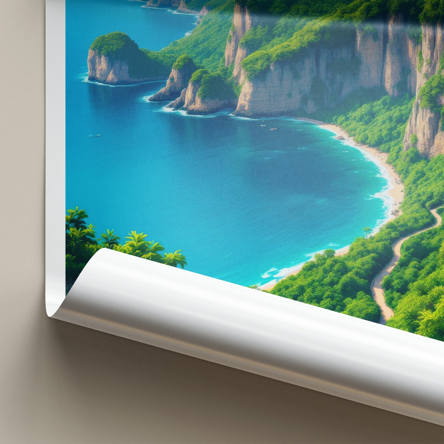 Kalimantan Poster - Indonesia Travel Art - Lush Coastal Cliffs Wall Decor