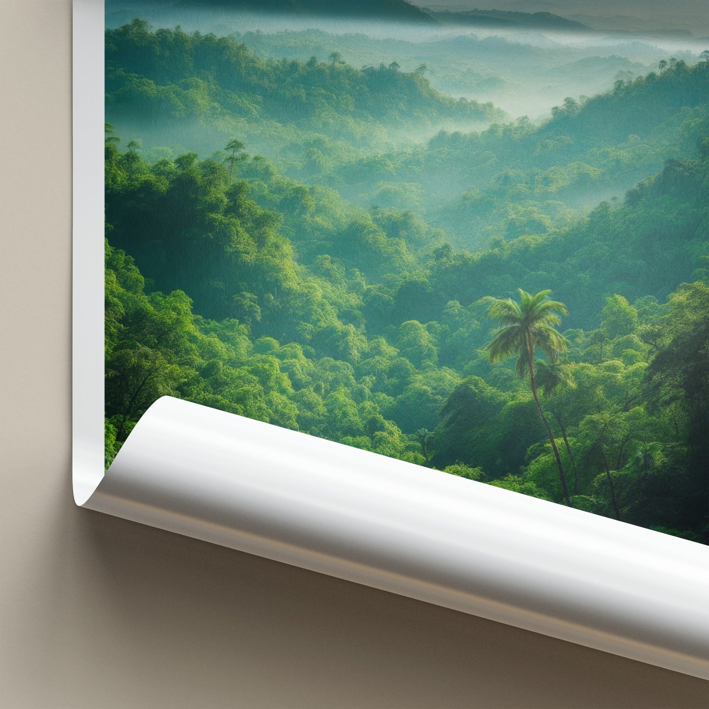 Kalimantan Poster - Indonesia Travel Art - Misty Forest Valley Home Decor