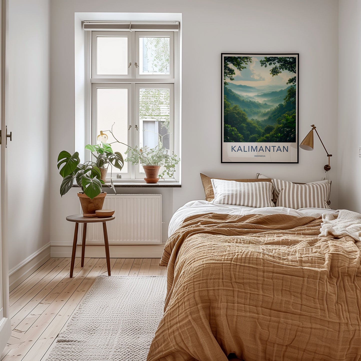 Kalimantan Poster - Indonesia Travel Art - Misty Green Mountains Home Decor